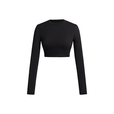 美国EVERLAST拳击运动训练瑜伽健身休闲短款露脐女款紧身长袖T恤