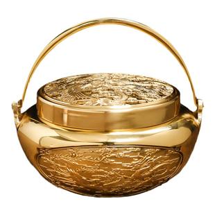 黄铜结婚火铳龙凤呈祥手提炉旺盆火炉香薰炉家用室内陪嫁婚庆用品