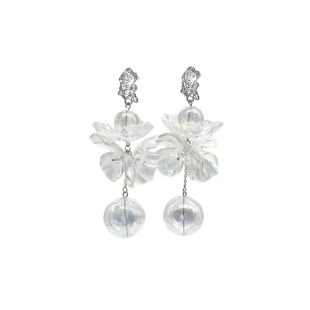 透明花朵水球耳环小众度假法式轻奢结婚耳钉个性新娘耳饰夸张耳夹