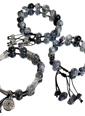 碎花蝴蝶学霸闺蜜半镯竹节手链女