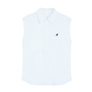 pusumede轻氧呼吸感|1OO亚麻无袖衬衫女宽松气质通勤小飞袖上衣