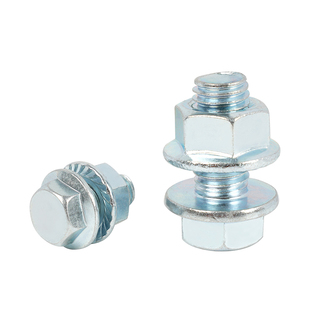 高强度8.8级镀锌法兰外六角螺丝螺母组合带垫防松螺栓套装M8-M16