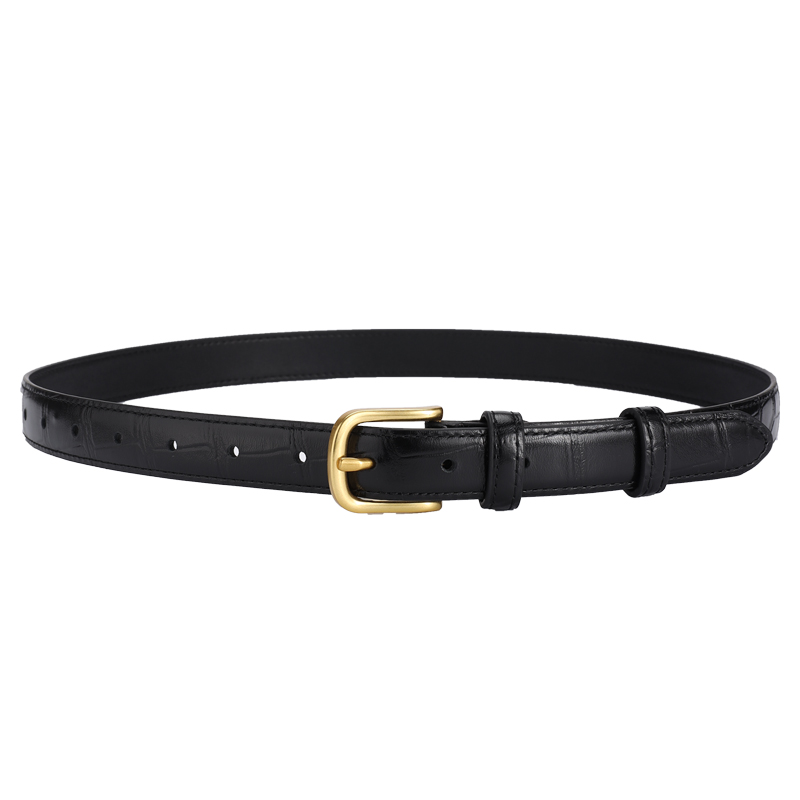 秋季新款女士真皮腰带装饰简约鳄鱼纹头层牛皮配牛仔裤皮带牛皮潮