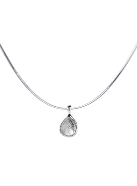 Kna「雅韵山水」天然发晶古典水晶项链S925纯银吊坠女水滴锁骨链