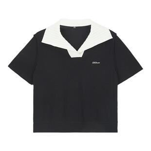 短款卫衣女夏季新款韩版洋气t恤女装宽松小个子黑色短袖休闲上衣