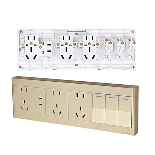 锦迈明装86型三开十七孔插座带单双控开关面板10/16A七孔家用插座