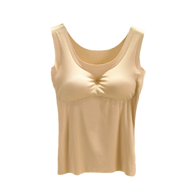 夏季薄款外穿带胸垫女无痕背心