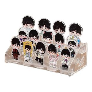 吧唧收纳盒透明亚克力阶梯式拍立得明星片立牌流麻置物谷子展示架