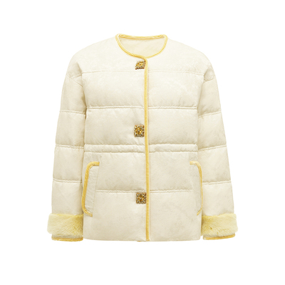 新中式95白鹅绒水貂毛羽绒服显瘦