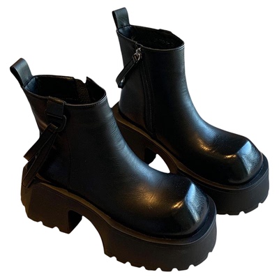 2025新款冬季加绒厚底马丁靴