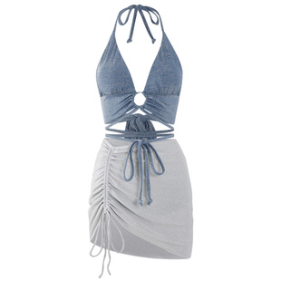 breezeholiday分体泳衣女温泉三件套显瘦聚拢高级感纯欲度假泳装