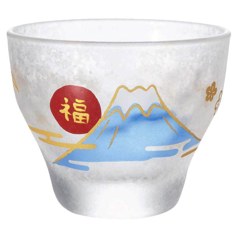 日本aderia石冢硝子十二生肖富士山吉祥物玻璃小酒杯清酒杯冷酒杯