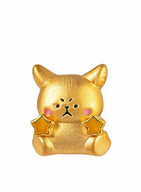 足金999可爱狗狗转运珠手串黄金小狗路路通手绳3D硬金萌宠手串女