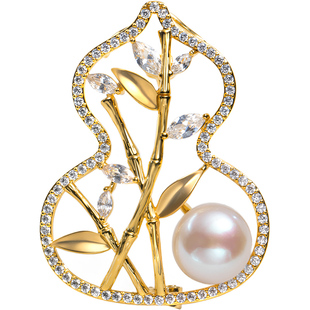 南珠宫淡水珍珠葫芦胸针胸花寓意生日礼物送长辈妈妈C-HJZ054HD-J