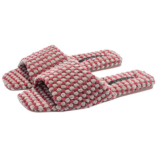 秋季高密裸感亲肤开口菠萝绒棉拖鞋女士室内轻便防滑牛筋底居家男