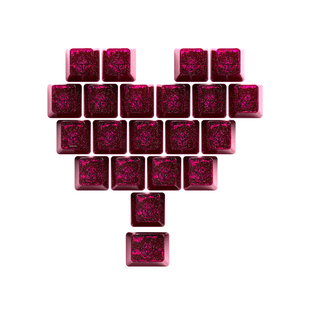 闪粉爱心键帽透明个性增补高颜值粉色蓝色PC透光磁轴机械键盘键帽