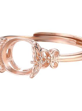 925银戒指空托diy珠子时尚简约款