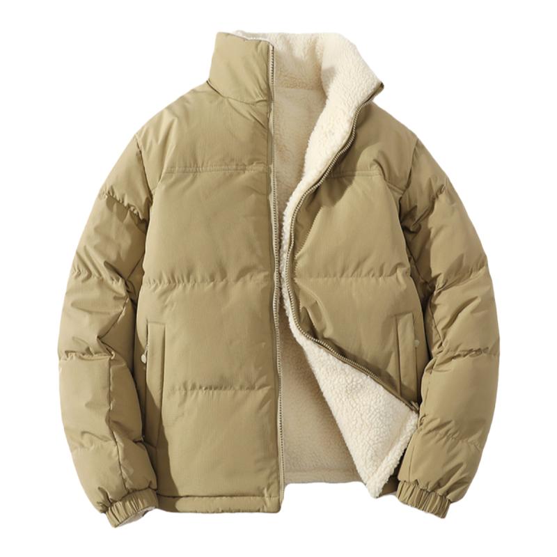 双面穿羊羔绒加厚棉服冬季青年