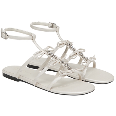 CHARLES&KEITH春季女鞋CK1-70900566蝴蝶结亮钻平底凉鞋罗马凉鞋