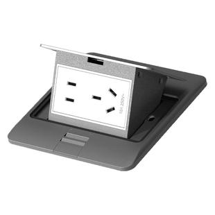 隐藏地插座超薄防水弹起式地插座灰色慢弹带阻尼地板地面网络插座