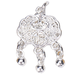 保色福字长命锁 古法沙金手工diy小吊坠合金制作手链项链复古个性