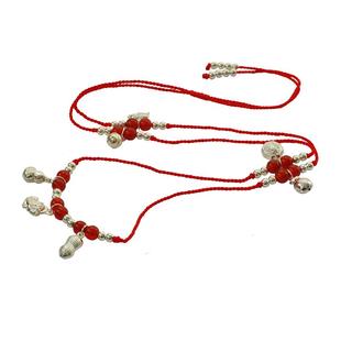 纯银 本命年红绳腰链女足银990细款肚皮舞生肖马年2026开运红腰绳