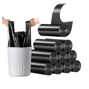 汉世刘家垃圾袋家用手提式加厚背心抽绳大号实惠装办公室厨房黑色