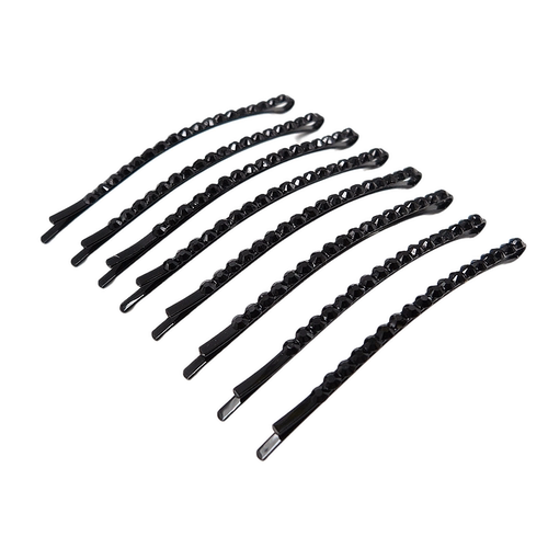 一字夹镶水钻大小号对卡加长刘海夹简约发夹盘头卡子黑钻发卡发饰