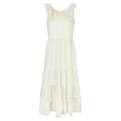 MOUSSY 夏季新品甜美清新荷叶边圆领无袖连衣裙028ISA33-1003