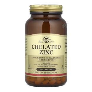 Solgar螯合锌片zinc机体抵抗系统支持抗氧皮肤健康细胞生长发育肌