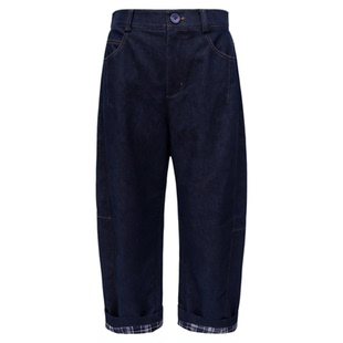 印象草原25秋冬新品拼接设计宽松百搭时尚女休闲牛仔裤