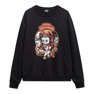 ONIARAI/鬼洗24春夏新品地藏小王印花长袖T恤男士圆领 J250080