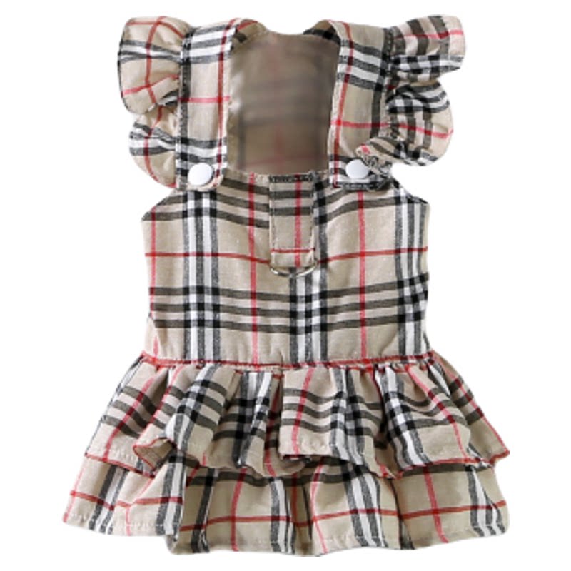 约克夏衣服狗狗夏季复古英伦格子狗宠物服装/雨衣