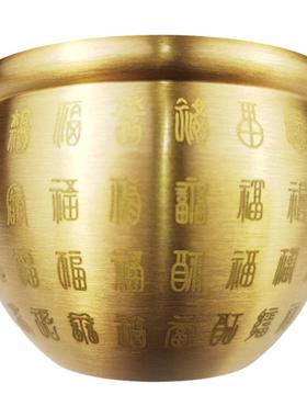 黄铜米缸聚财百福缸摆件聚宝盆十二生肖骰子套装家居摆件工艺品