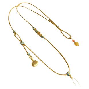 新中式禅意风项链古法挂绳如意锁金锁编绳八宝罗盘编织绳天珠绳子