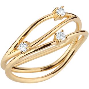 WOODS VOICE原创设计女士时尚轻奢小众镶钻银饰金色戒指 生日礼物