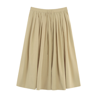 pusumede 法式白色莱赛尔半身裙女高腰气质中长款a字大裙摆伞裙子