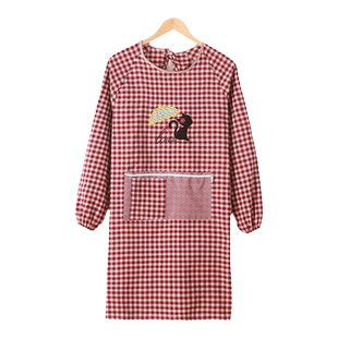 纯棉长袖围裙厨房家用罩衣大人时尚女做饭男2023新款反穿衣工作服