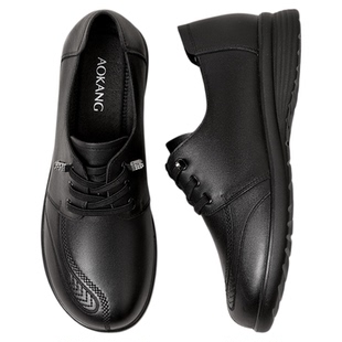 奥康 女鞋2026春季新款真皮舒适单鞋系带通勤皮鞋女中老年妈妈鞋N