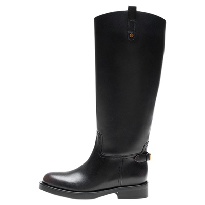 莱尔斯丹复古粗跟骑士长筒靴子女