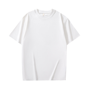 260克纯棉纯色短袖T恤男女打底衫白色半袖t恤重磅宽松圆领半截袖