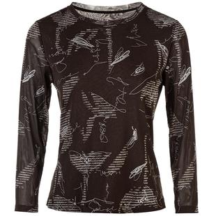 名师路印花低圆领针织套头衫女秋季新款薄七分袖修身简约上衣