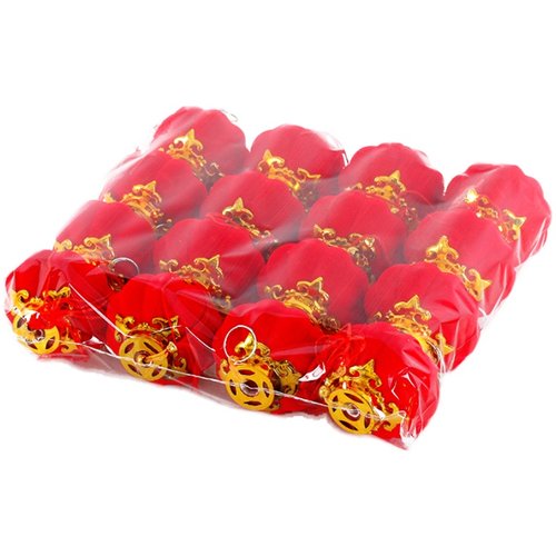 大红植绒小灯笼连串树上挂饰元旦春节户外室内装饰品批发小红灯笼