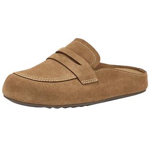 热风包头勃肯鞋女2025年秋季新款休闲半拖鞋女外穿平底一脚蹬女鞋