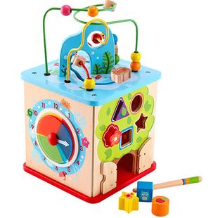 Hape奇趣游戏盒绕珠百宝箱宝宝六面体男孩女孩婴儿早教益智玩具1Y