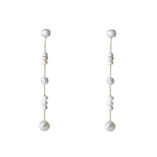 雨一直下 天然淡水珍珠925银长耳线简约蚊香盘耳夹轻奢法风高级感