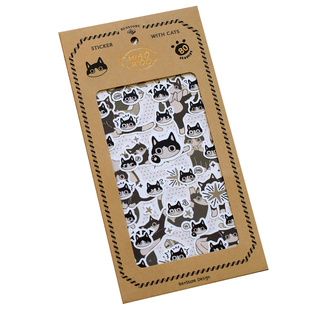 可得优×本子事多MIAOWOO菜花猫限定复古手帐表情贴纸 3张入手账DIY装饰贴画套装表情贴纸