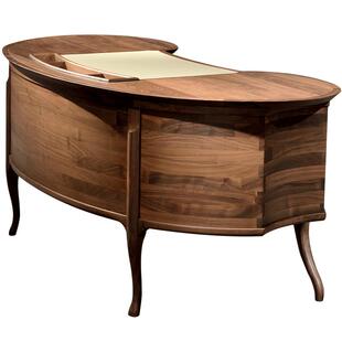 北美黑胡桃木书桌北欧家具书房桌子电脑台轻奢意式实木办公桌家用