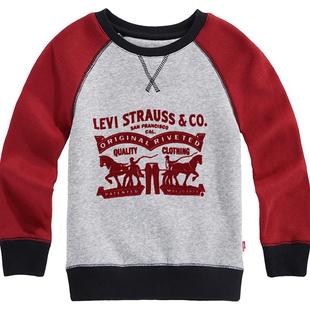 李维斯童装2025秋冬新款中大童宝宝加厚上衣男童保暖加绒红色卫衣