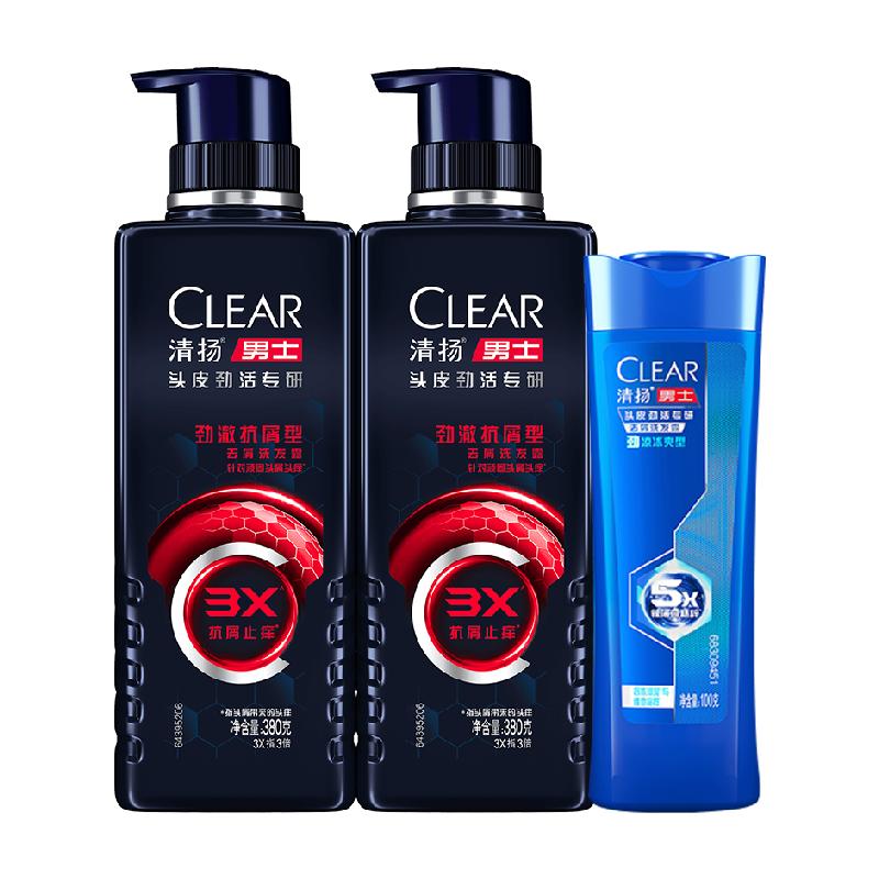 CLEAR清扬男士头皮劲活专研劲澈抗屑型去屑洗发露380GX2+100g